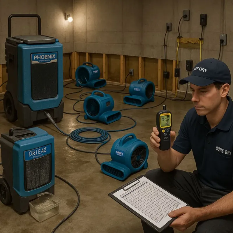 Structural Drying and Dehumidification process in Bethany, OK